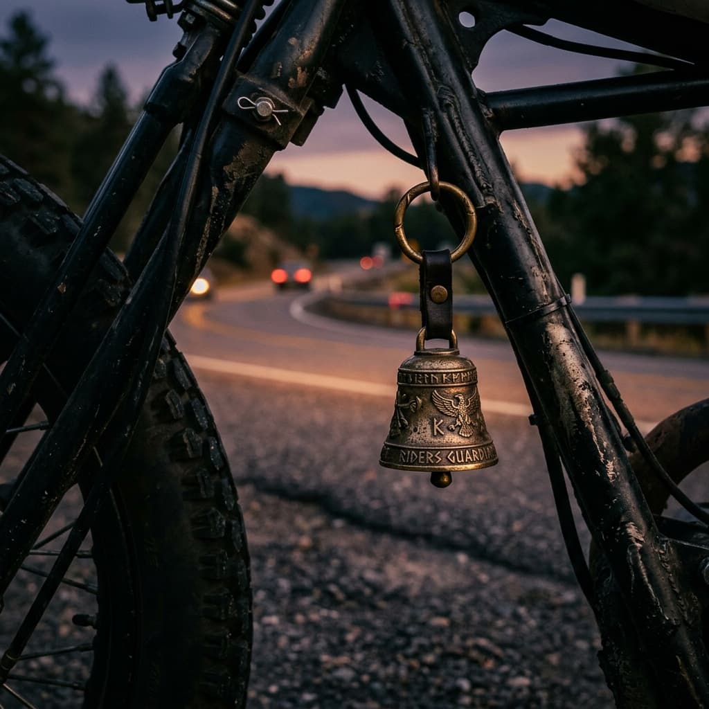 Guardian Bell hanging on motorcycle